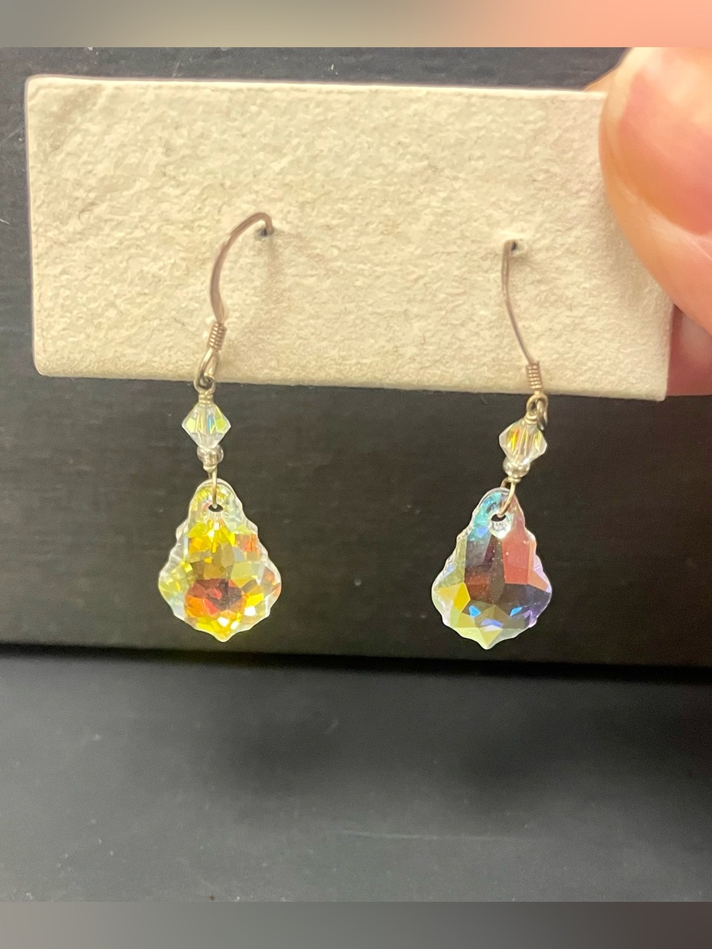 Crystal Aurora Drop Earrings - Iridescent Baroque Dangle